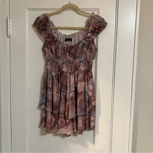 Urban Outfitters Pink and Blue Swirl Mini Romper Dress